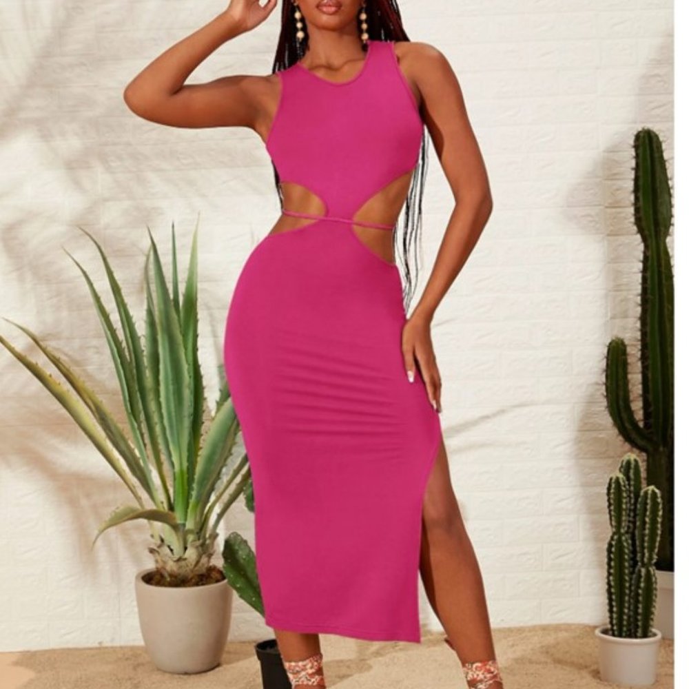 Neon Pink Midi Dress